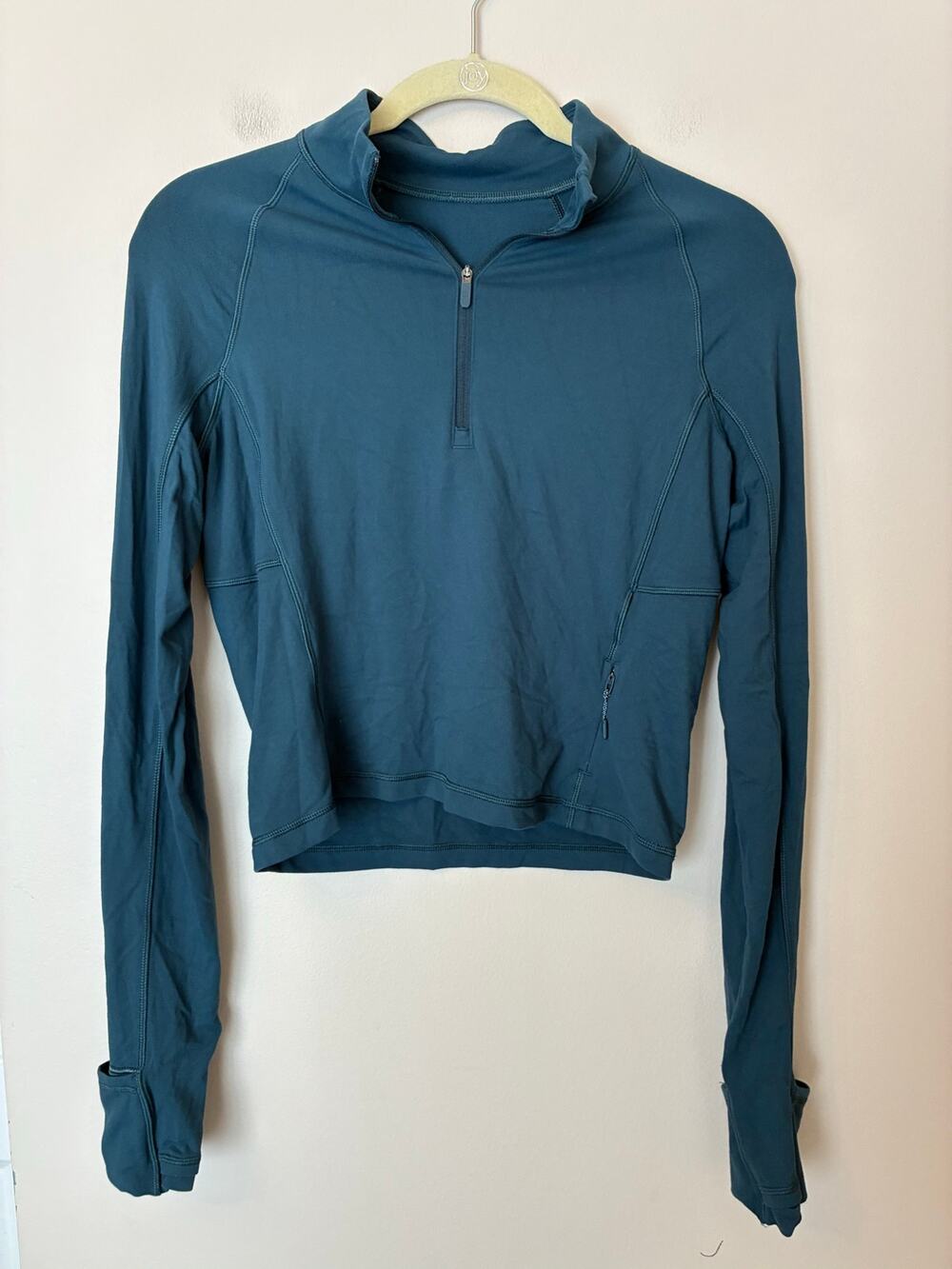 Lululemon It's Rulu Run Cropped Half-Zip Teal Blue Size 8